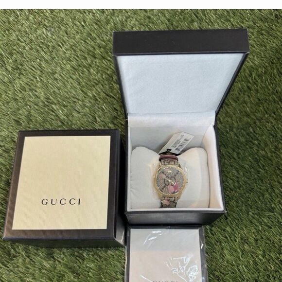 Gucci G-Timeless YA1264038 Watch Women Blooms Floral GG Supreme Gold NWT 38mm main image 4